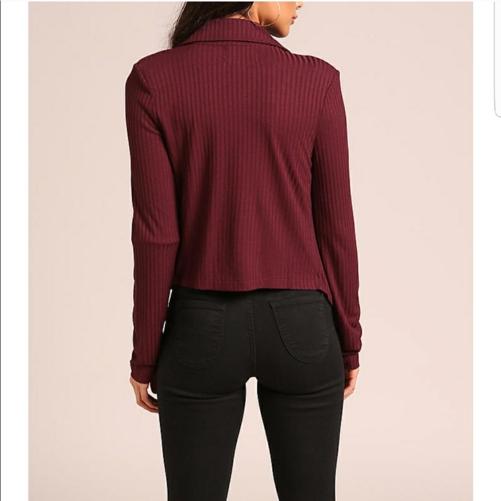 🔴LAST🔴 Ribbed Zip Military Jacket Burgundy - Picture 5 of 8